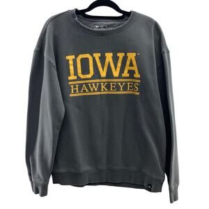 Gameday Social Gray Yellow Iowa Hawkeye University Crew Neck Sweatshirt Top